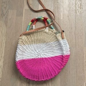 J crew straw crossbody purse